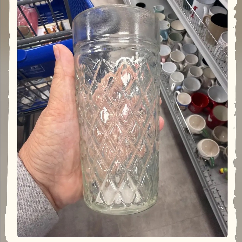 Anchor Hocking Clear Diamond-Pattern Glass Vase